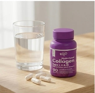 Colágeno Hidrolizado Premium Tipos I, II & III – Con Ácido Hialurónico y Vitamina C (90 Cápsulas)